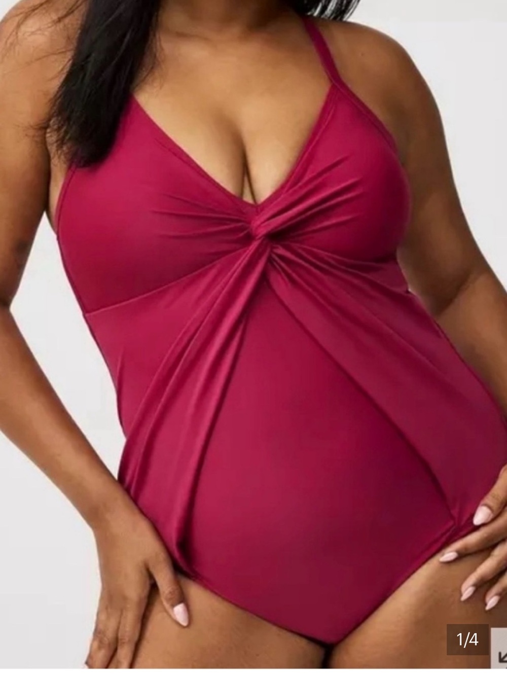 Torrid Slim Fit Twist-Front One-Piece Swimsuit in Burgundy Maroon Size 3